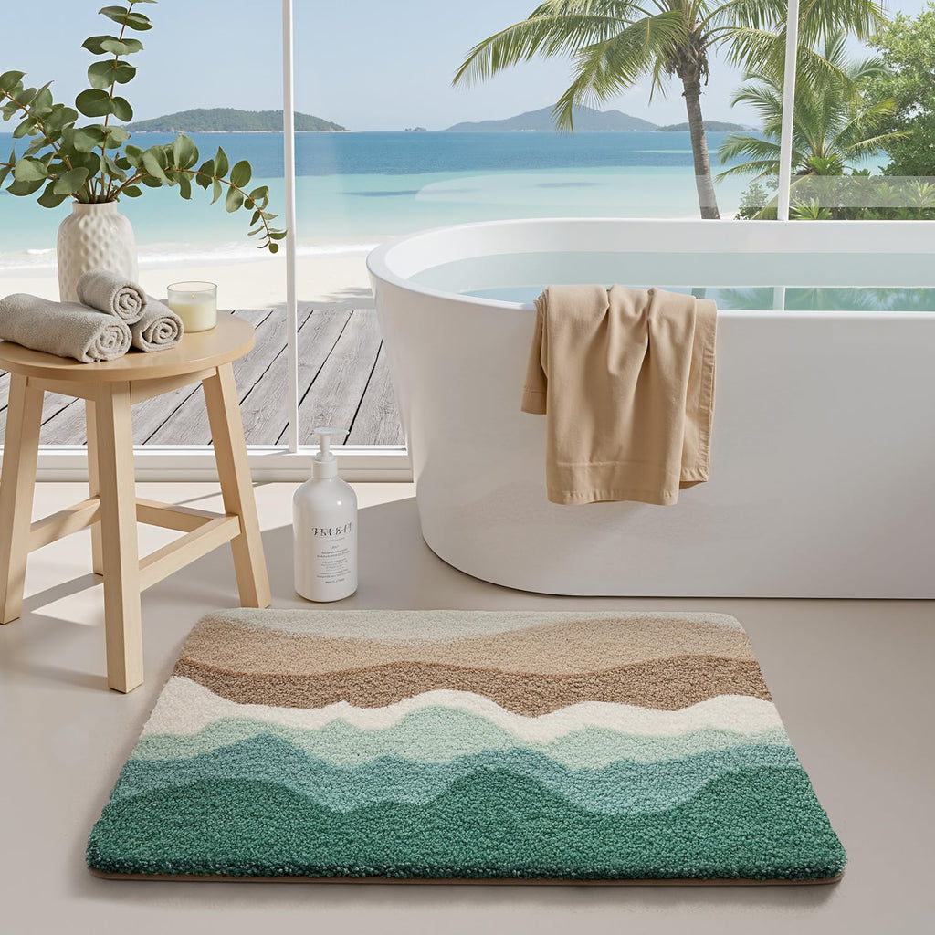 Coastal Bathroom Rug Soft Microfiber Absorbent Bath Mat 20x32