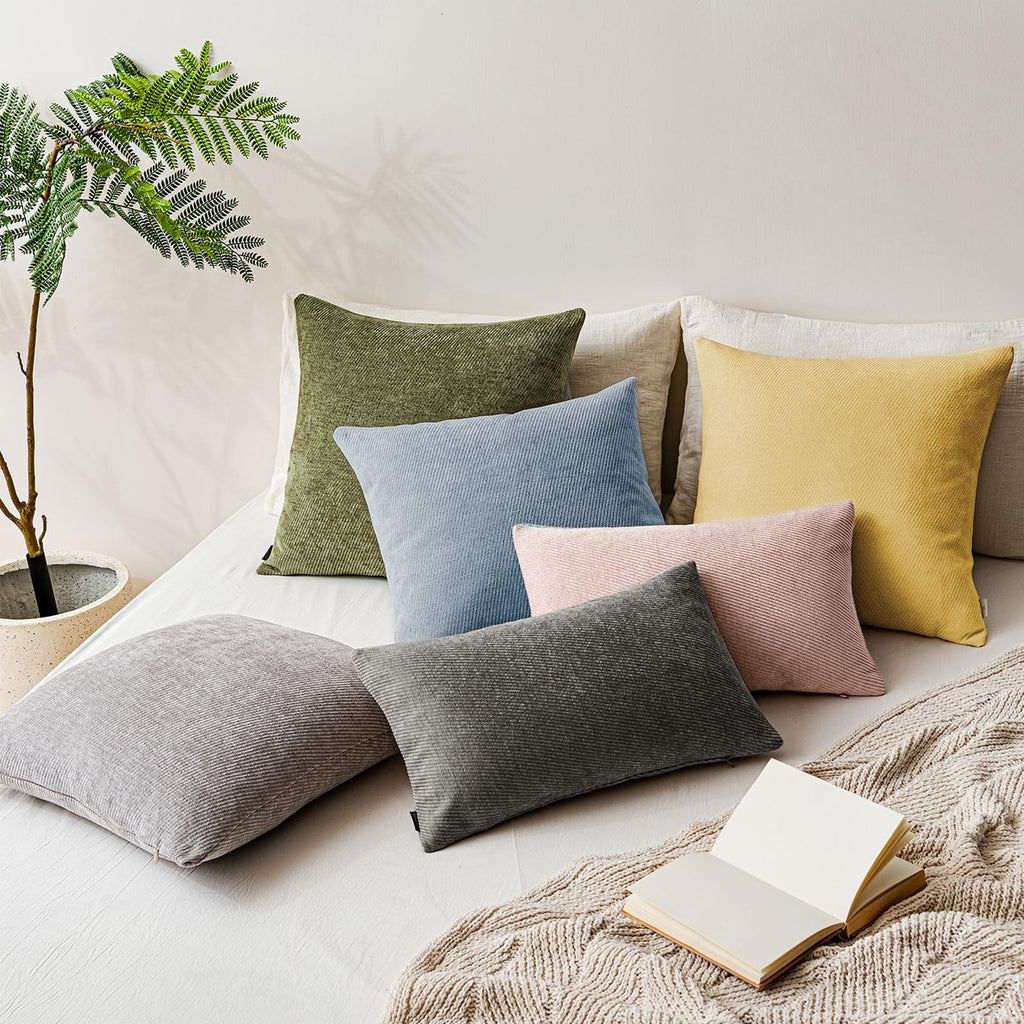 Fall Decorative Throw Pillow Covers Pack of 2, 22x22 Inch Mustard Yellow
