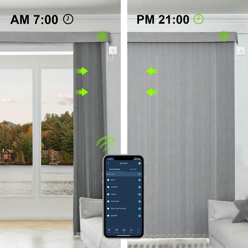 Motorized Vertical Blinds, Hardwired Blackout Sliding Door Shades