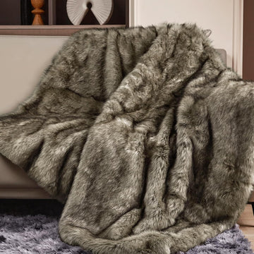 1000GSM Faux Fur Throw Blanket, Super Thick Warm Cozy Heavy Blankets for Couch Bed Sofa, Plush Fuzzy Elegant Soft