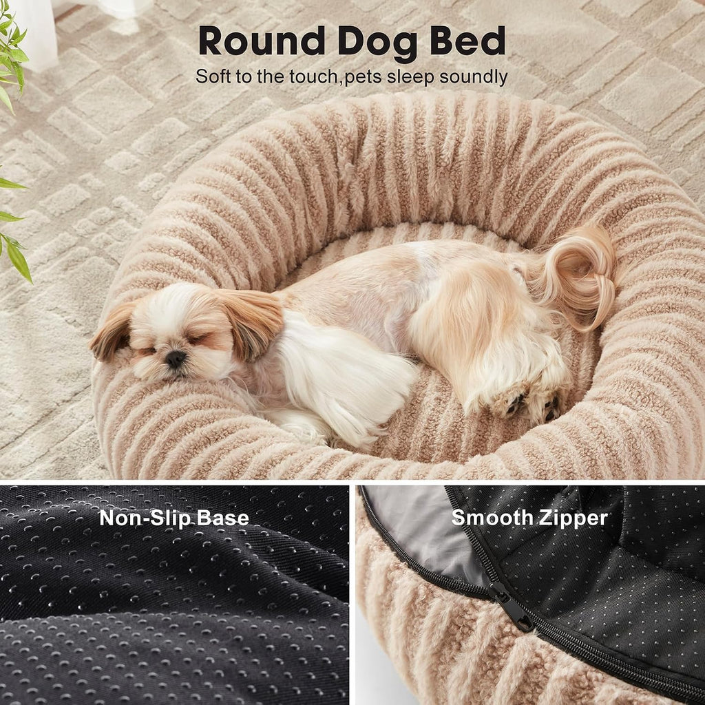 Dog Bed Medium Size Dogs, Washable Medium Dogs Bed with Removable Cover, Cozy Donut Dog Ded Fluffy Plush Faux Fur Pet