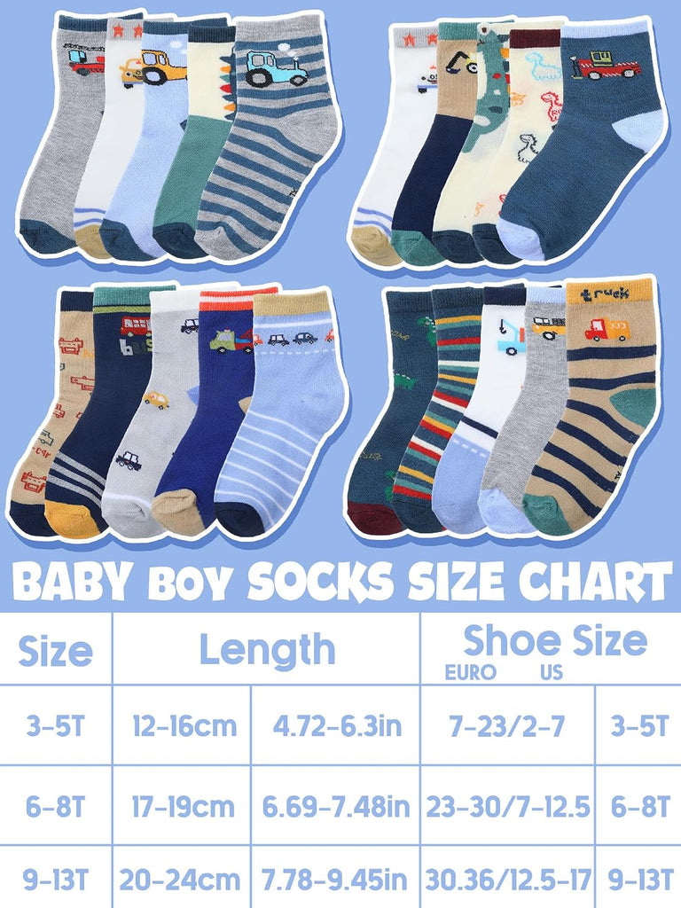 20 Pairs Boys Crew Dress Socks