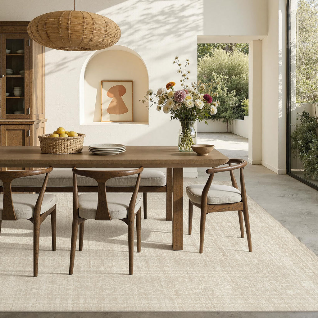 Neutral Area Rugs Washable, Beige