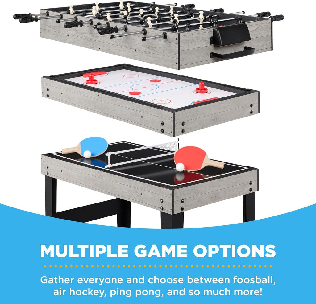 2x4ft Combo Game Table Set for Home, Game Room, Friends & Family w/Hockey, Foosball, Pool, Shuffleboard, Ping Pong