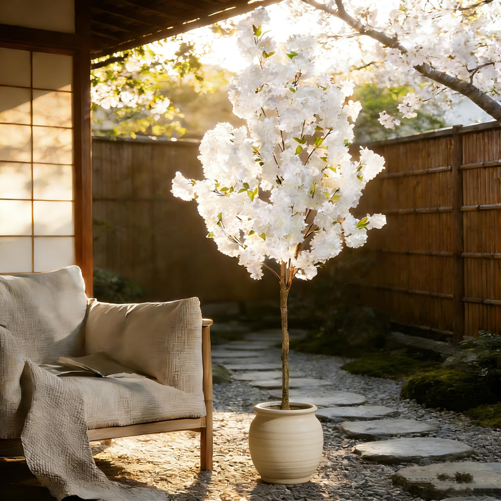 6FT Artificial Cherry Blossom Tree, Realistic Fake Cherry Blossom Tree in Pot, Decorative Faux Sakura Tree for Indoor