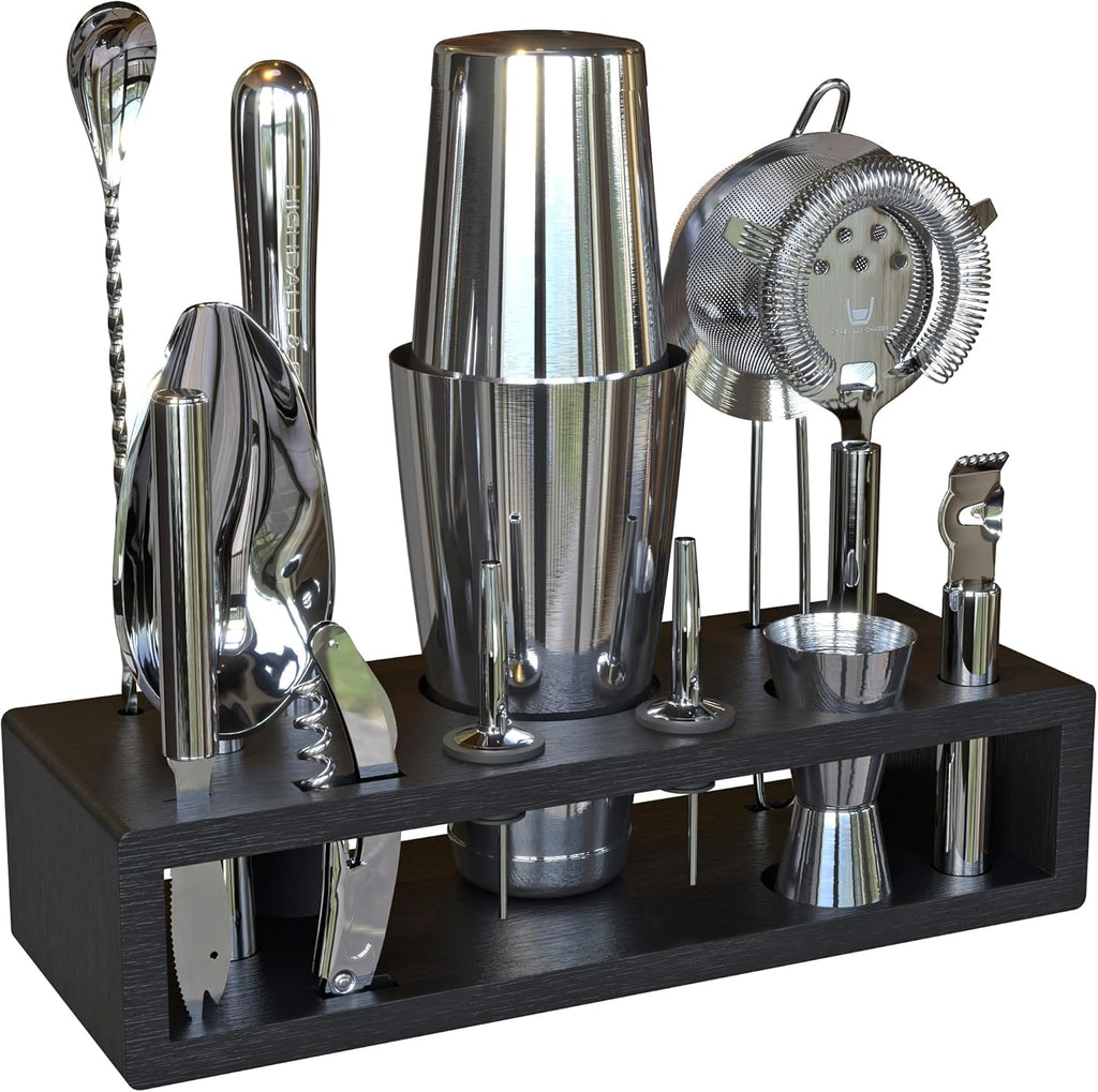 13-Piece Boston Cocktail Shaker Set Stainless Steel Mixology Bartender Kit With Stand Bar Cocktail Set | Laser