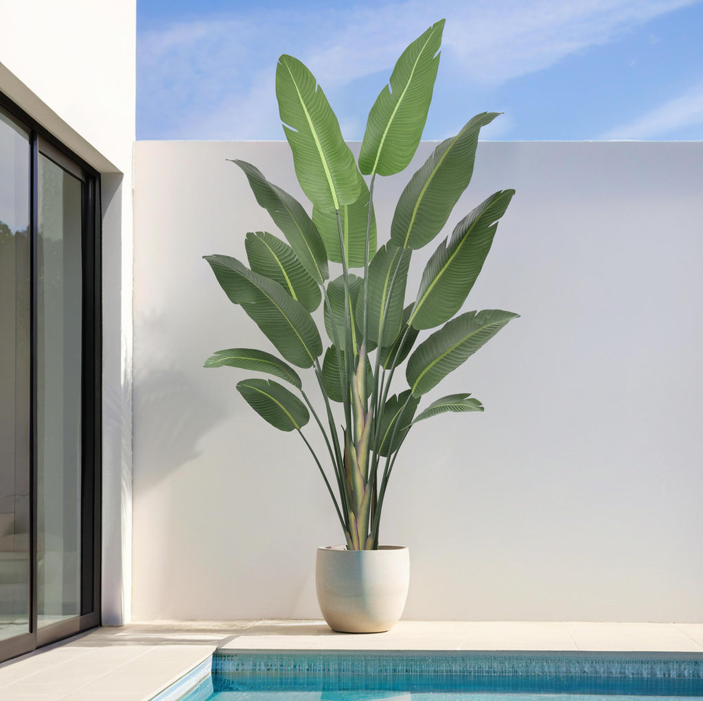 8FT Artificial Bird of Paradise Tree silk Banana Leaf indoor