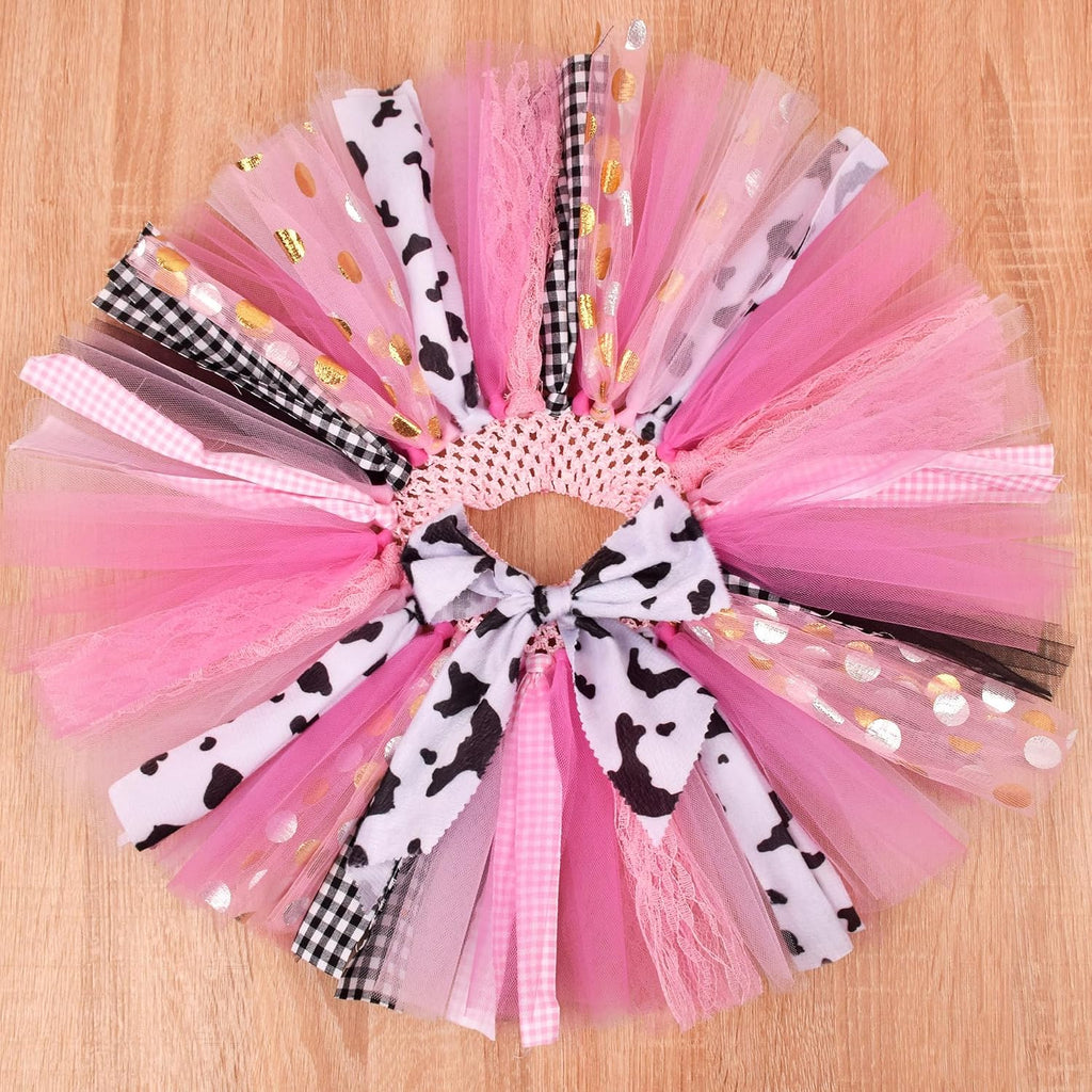 Farm Cow Giraffe and Mermaid Baby Girl 1st Birthday Outfit:Tutu Skirt with Headband for Cake Smash Photo Shoot