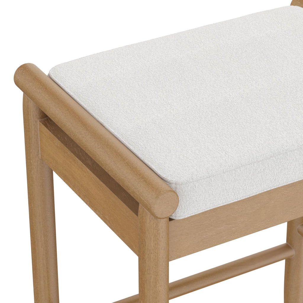 Kirsten Scandinavian Backless Wooden Bar Stool, Boucle Bar Stool with Tapered Solid Wood Legs, Boucle/Light Brown Set