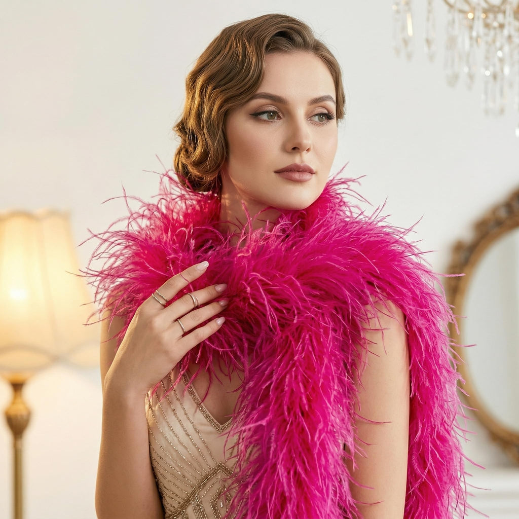 5 ply Hot Pink Ostrich Feather Boas.