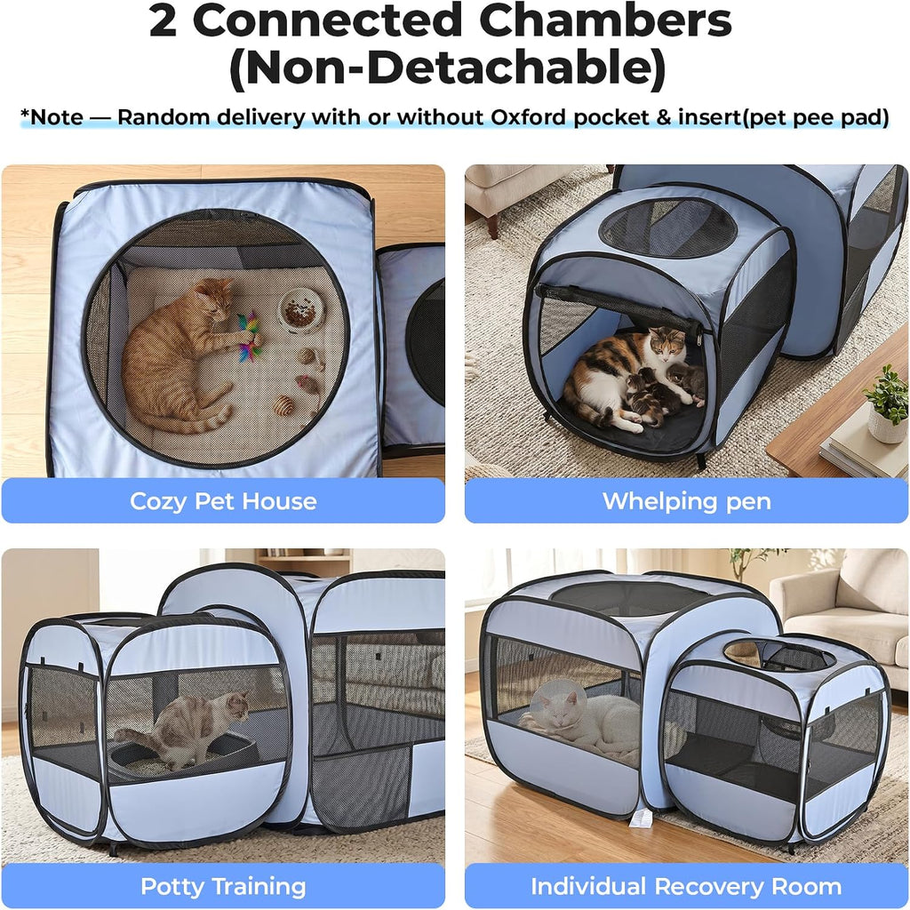2-in-1 Dog Playpen Portable Cat Playpen, Non-Separable, No Assembly