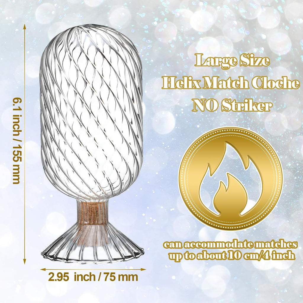 Helix Glass Match Cloche Cork Lid,Clear,2.95 x 6.1 inches