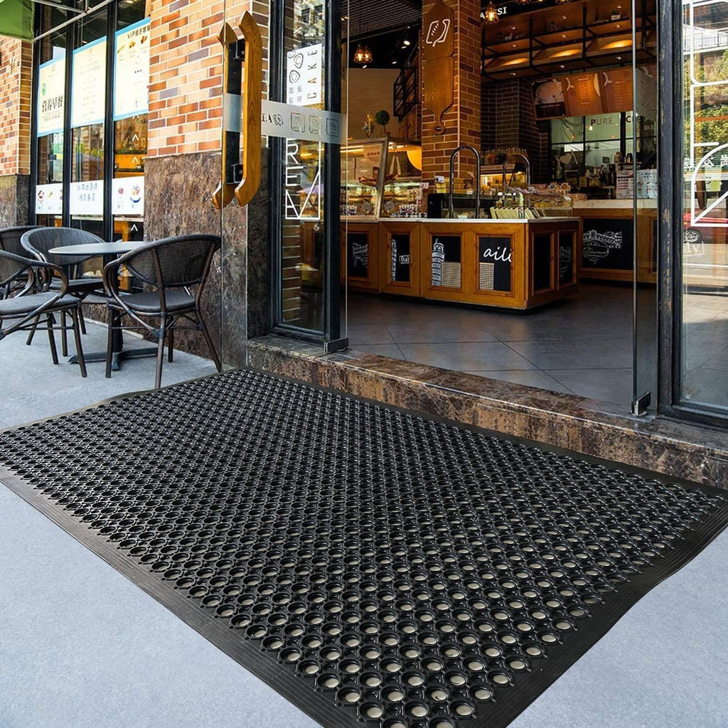 Outside Rubber Floor Mats Anti Slip Commercial Resturant Drainage Mat | 60"x35" Heavy Duty Outdoor Mat Garage Garden