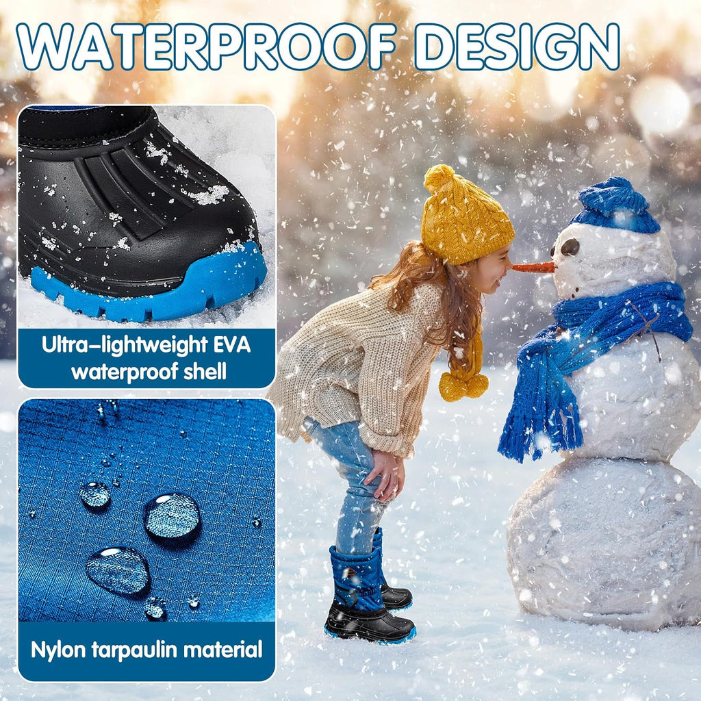 Snow Boots for Kids Waterproof with Zipper Winter Warm Non Slip Cold Weather Outdoor Boys Girls Snow Boots