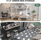 Metal Bunk Bed Twin Over Twin, Industrial Bunkbeds Heavy Duty Bed with Safety Guard Rails and Space-Saving Design