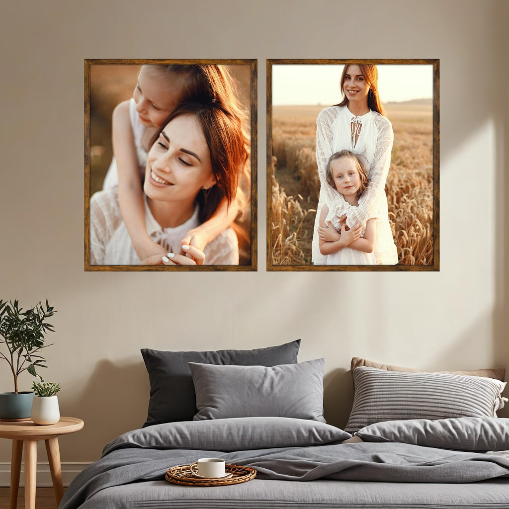 16x20 Picture Frame Rustic Brown, 16 by 20 Thin Poster Photo Frame for Wall Display, Single