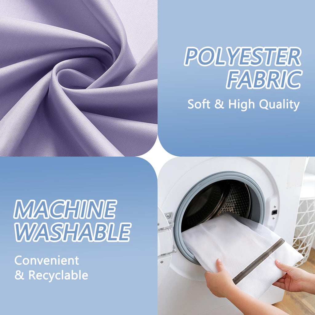 Extra Wide 108x72 Shower Curtain Liner Purple Fabric, Commercial Polyester Liner, Triple Waterproof Coating, Industrial
