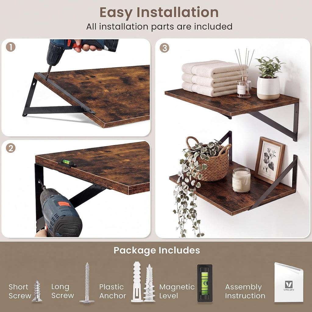 Wall Shelves 24x8 Inch, Set of 3
