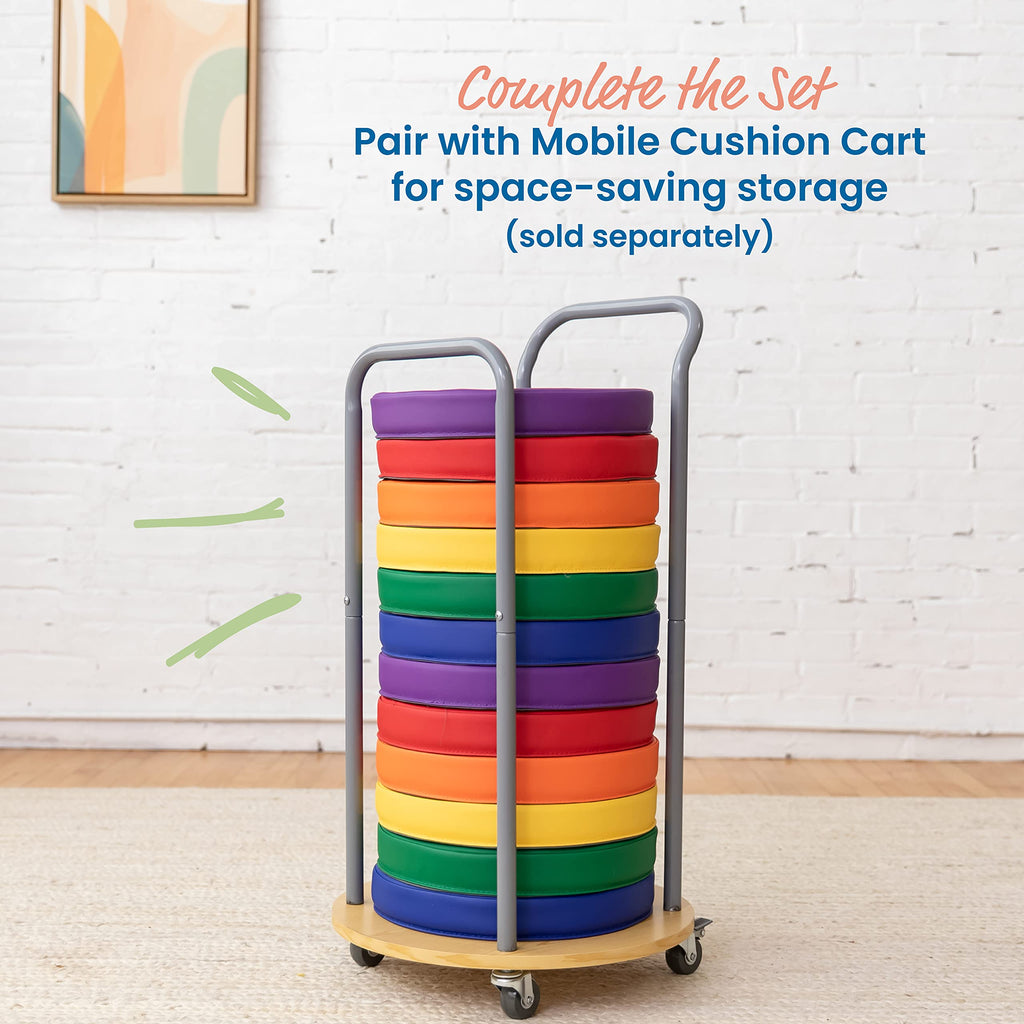 SoftZone Floor Cushions, Round, Flexible Seating, Assorted, 6-Piece