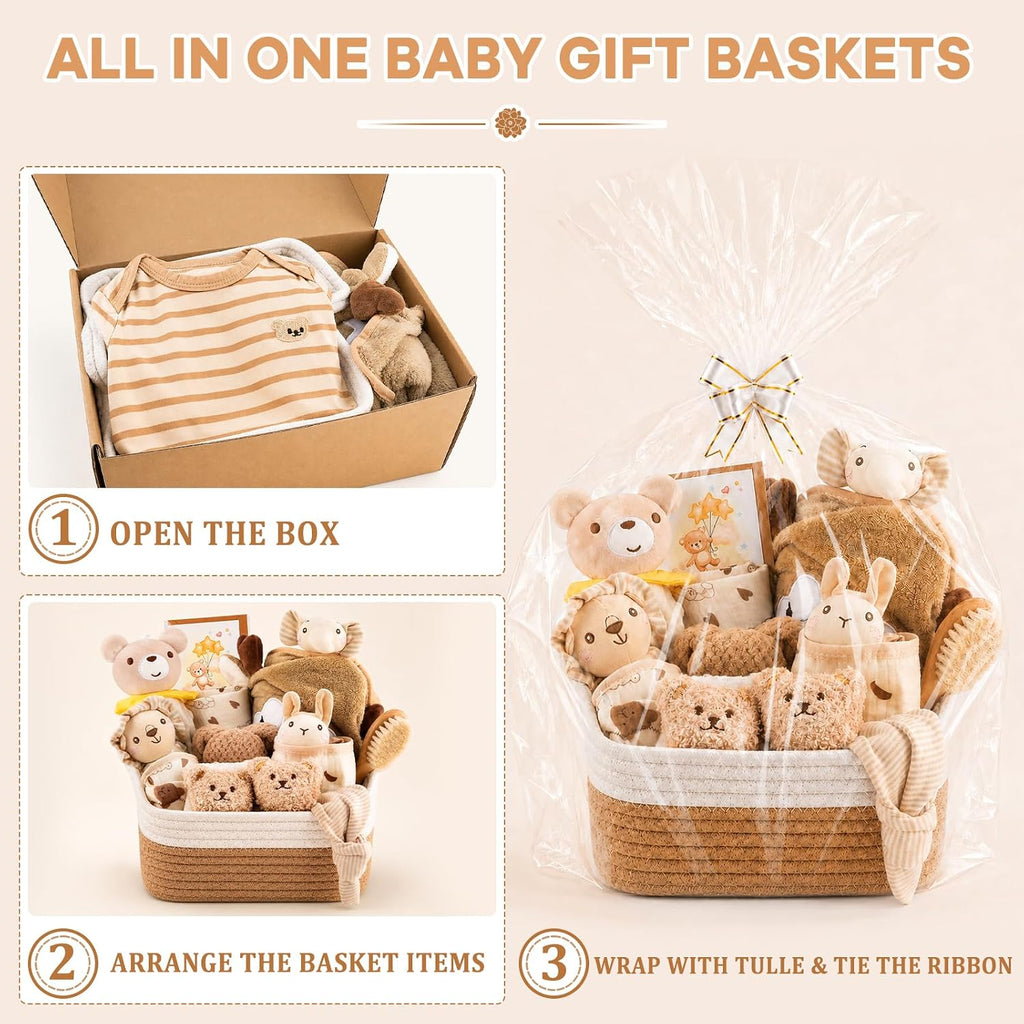 Baby Gift Basket, Piece Baby Gift for Boys Girls, Baby Gift Basket for Boys Girls Baby Shower, Newborn Essentials