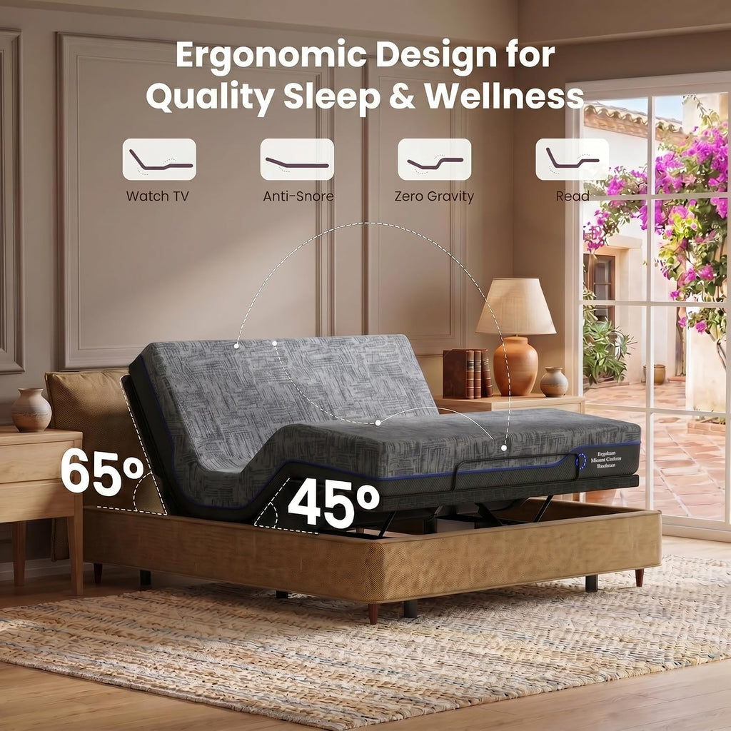 Adjustable Bed Frame Queen Electric Adjustable Bed Base with Remote&Zero Gravity Position Bed,Adjustable Base LED
