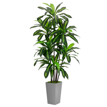 Artificial Plant 6FT Dracaena Fake Tree with Gray Tall Planter