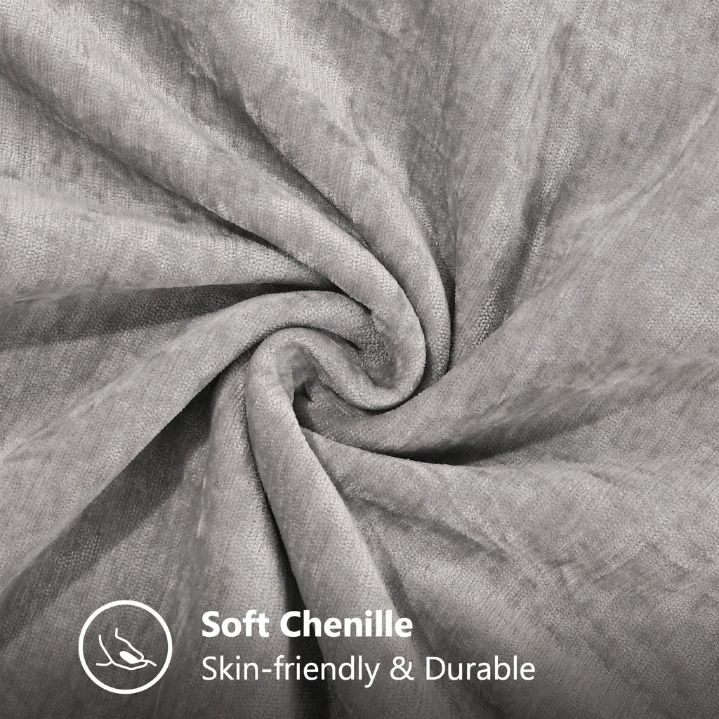 Soft Chenille Throw Pillow Covers 24x24 Set of 2 Neutral Gray