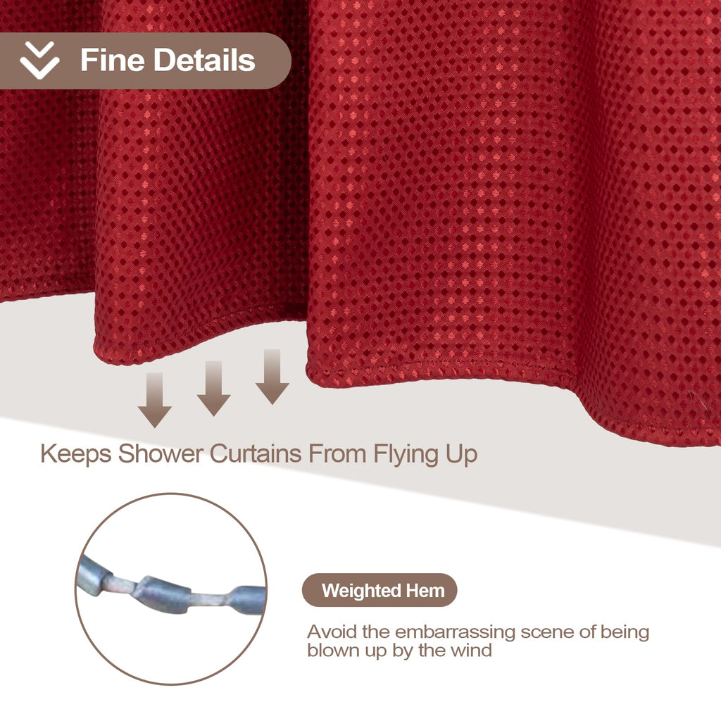 Shower Curtain, Waterproof Waffle Fabric Shower Curtain, 72 * 72 Inch Shower Size, with 12 Hooks, Weighted Long Hem