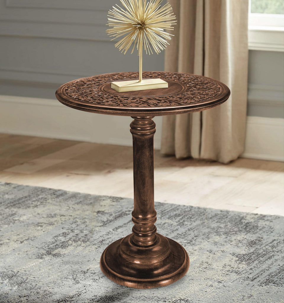 SideTable in Solid Wood With Hand Carving, End Table, Livingroom Table 18x22