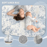 5x7 Area Rugs for Living Room: Washable Modern Abstract Area Rug Large Neutral Soft Rug Non Slip Low Pile Carpet for