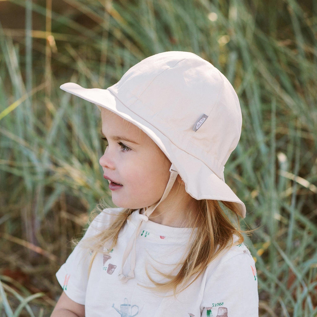 Infant Summer Cotton Sun-Hat, UPF 50+, Foldable (S:, Sand)