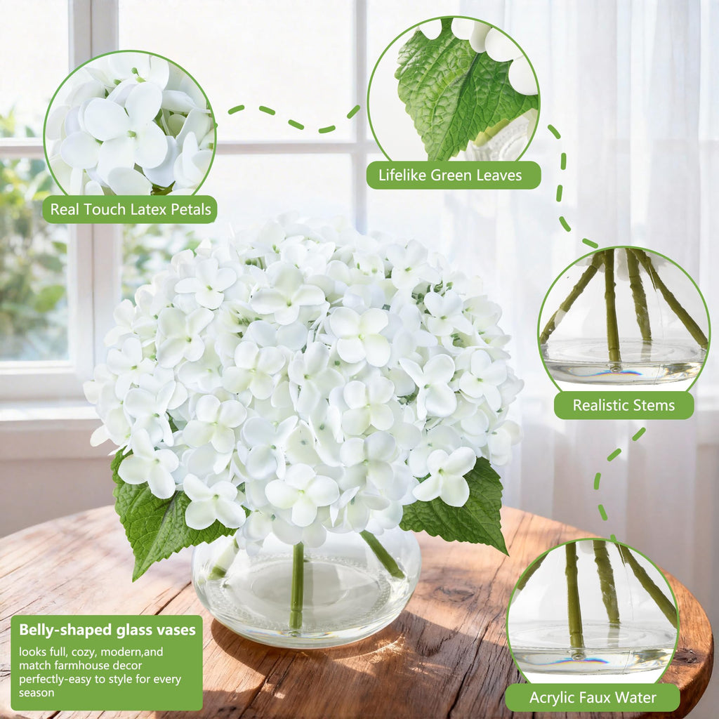 Artificial Arrangements in Glass Vase Decoration, Faux for Floral Arrangements with Faux Water Wedding Bouquets