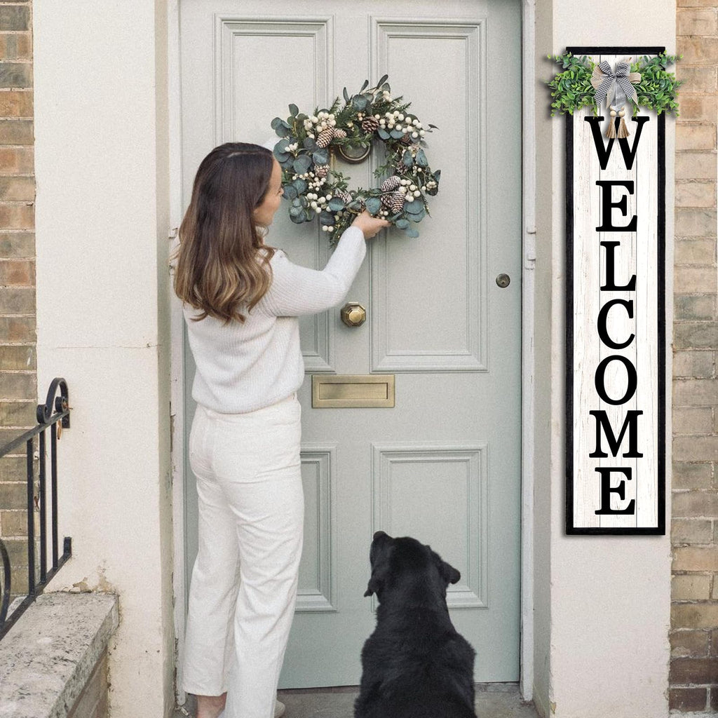 Welcome Sign for Front porch Standing 45"X9" Black