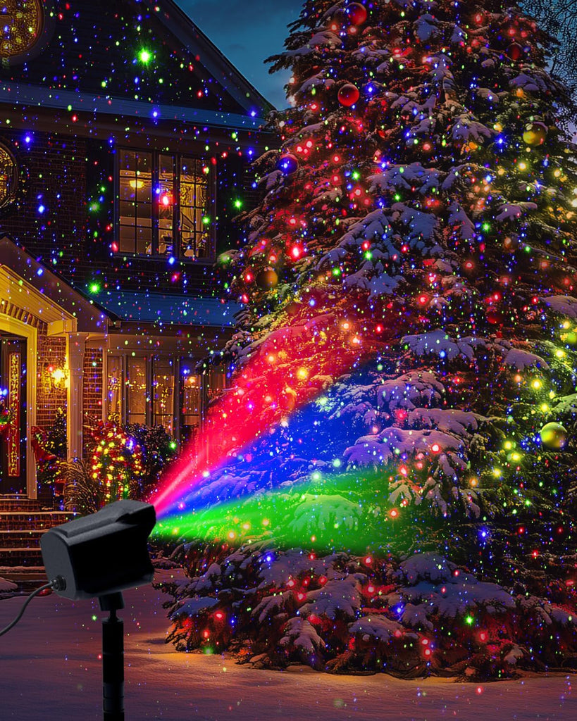 Christmas Projector Lights Outdoor, Thick Metal Housing Laser Light Projector, RGB 3 Colors Christmas Decorations