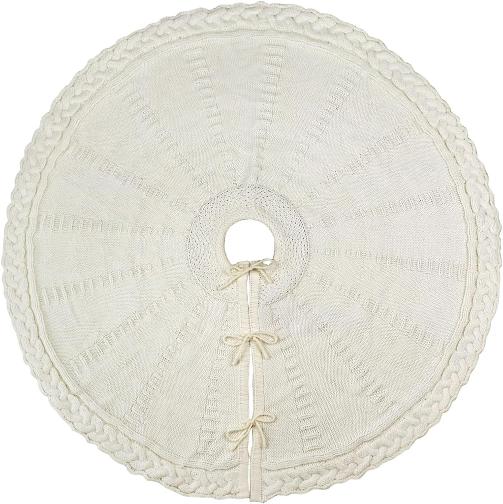 Knit Christmas Tree Skirts, Neutral Tree Skirt, Cozy Christmas Decorations