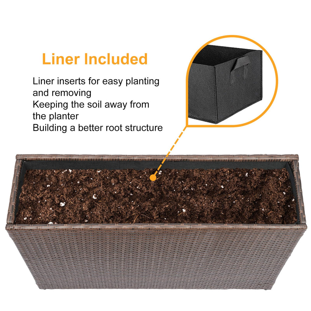 Large Rectangular Planter for Outdoor Rattan Block Box 38x11x30''