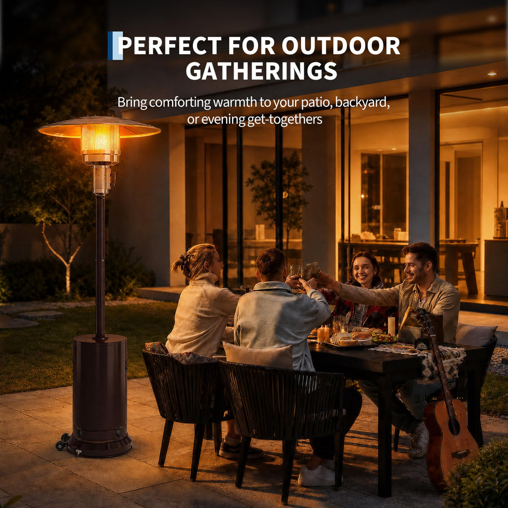 48, 000 BTU Stainless Steel Propane Patio Heater with Wheels, Bronze