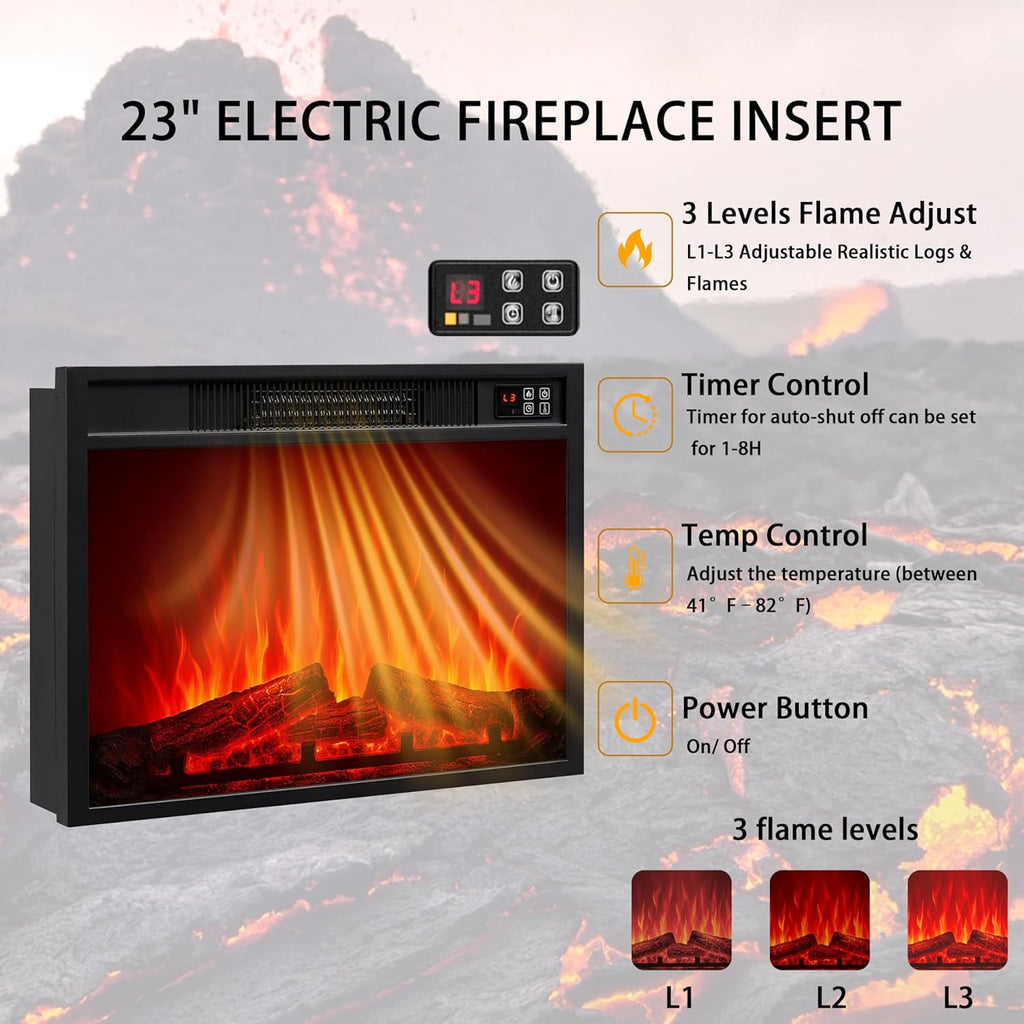 Electric Fireplace with Mantel, 40" Electric Fireplace, Fireplaces Entertainment Center