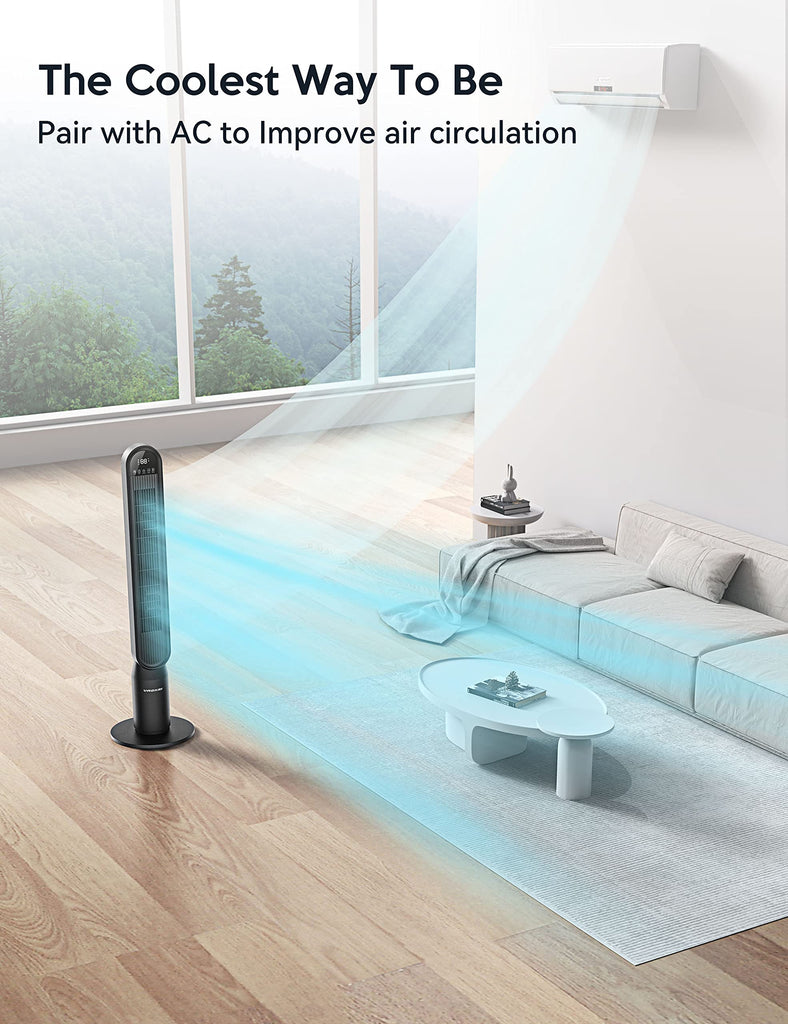 Tower Fan , 42" Quiet Floor Fan with 135° Vertical 90°Oscillation, 4 Modes, 4 Speeds, 15H Timers Standing bladeless