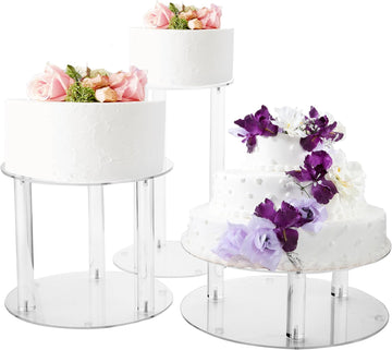 Tier Large Acrylic Glass Round Wedding Cake Stand, 10'' 12'' 13.5'' - Set of 3
