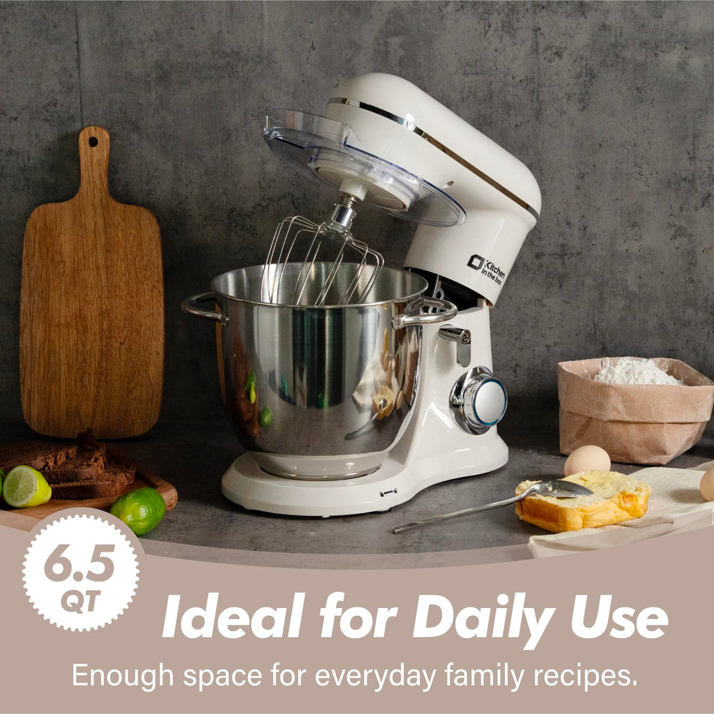 6.5 QT Stand Mixer, 10-Speed Electric Mixer (White)