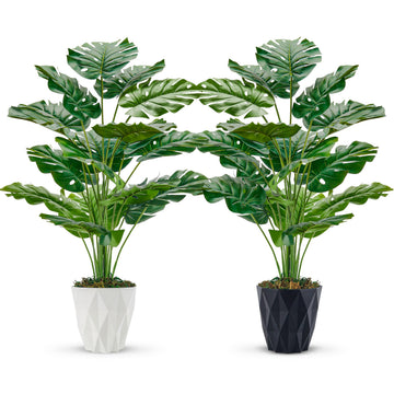2 Pack 28" Tall Fake Plants, Monstera Plants Decor