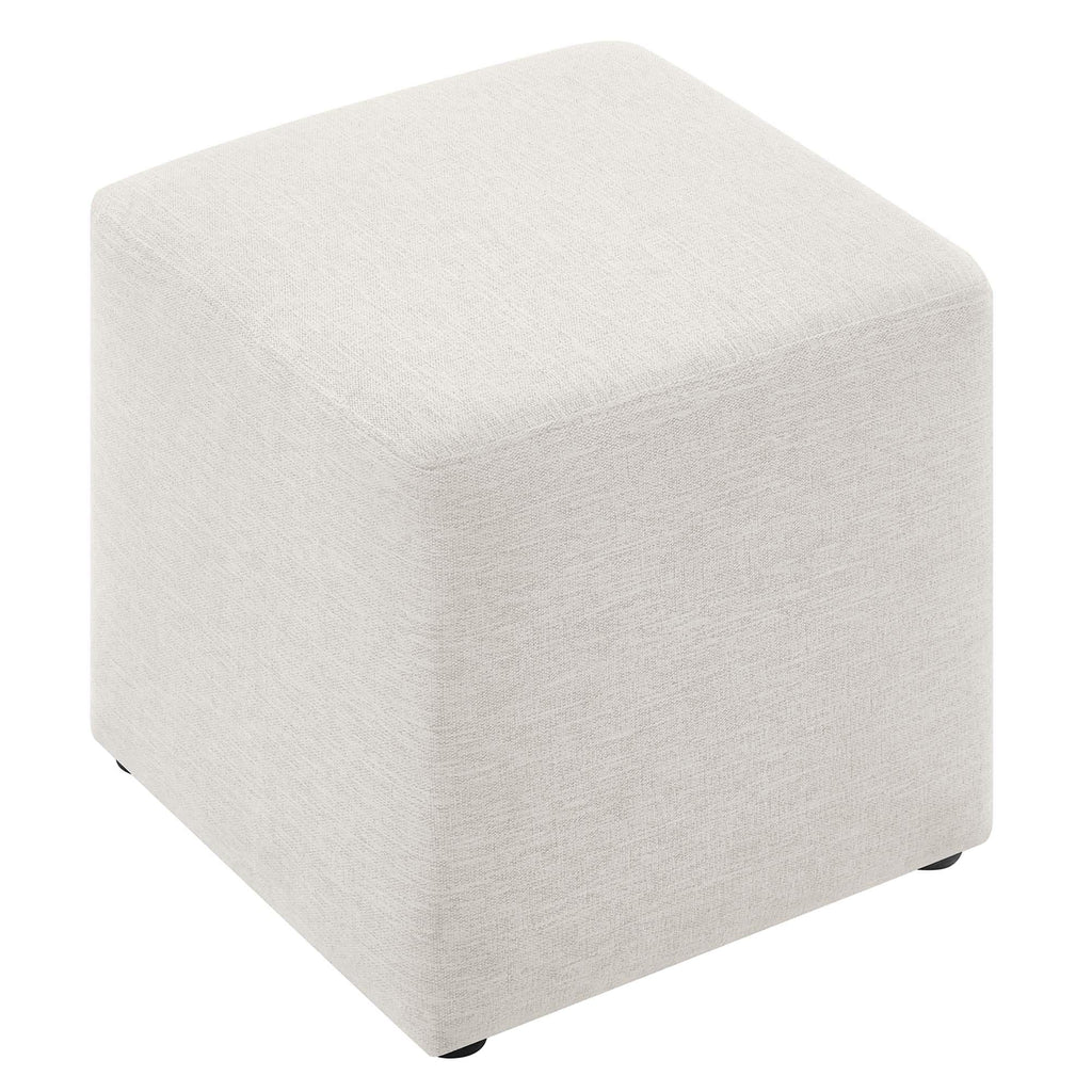 17" Square Woven Heathered Fabric Upholstered Upholstered Ottoman