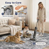 Area Rug Living Room Rugs - 10x14 Abstract Large Soft Indoor Washable Rug Neutral Modern Low Pile Ca