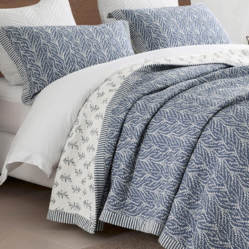 Quilt Set, 100% Cotton Quilt Bedding Set Bedspread, Botanical Pattern Solid Color Chic Lightweight Quilted