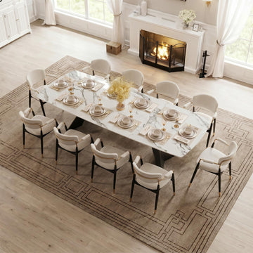 Extendable Dining Table, Sintered Stone Top, 65"-110", Seats 6-12