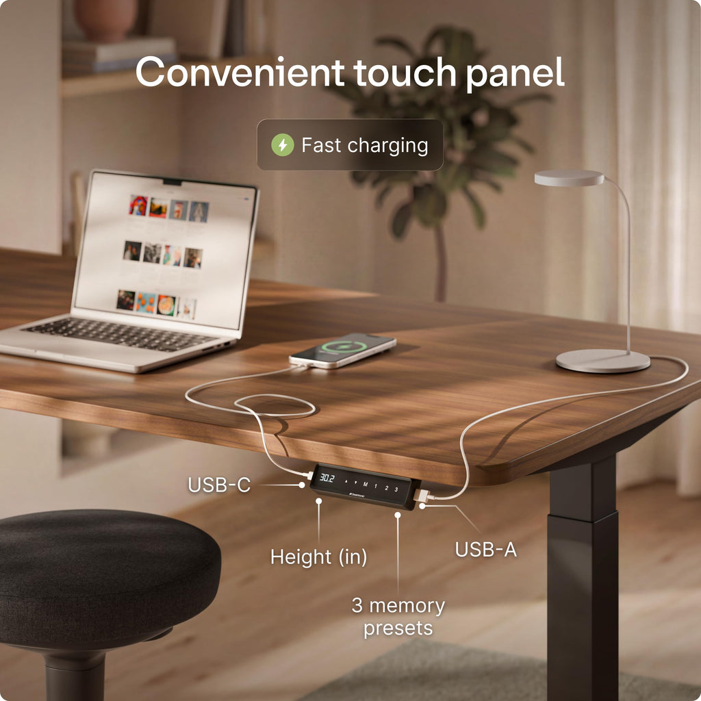 HomeOne Standing Desk 48x24 - Ergonomic Sit Stand Home Office Desk, Made in Europe, Electric Dual Motor Height
