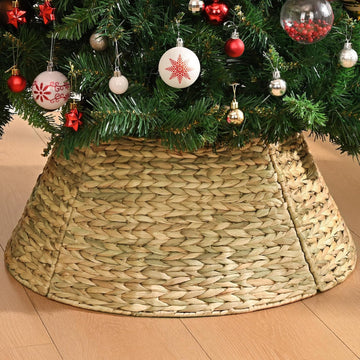 Handcrafted Farmhouse 24in Christmas Nat. Woven Tree Skirt & Base Cover