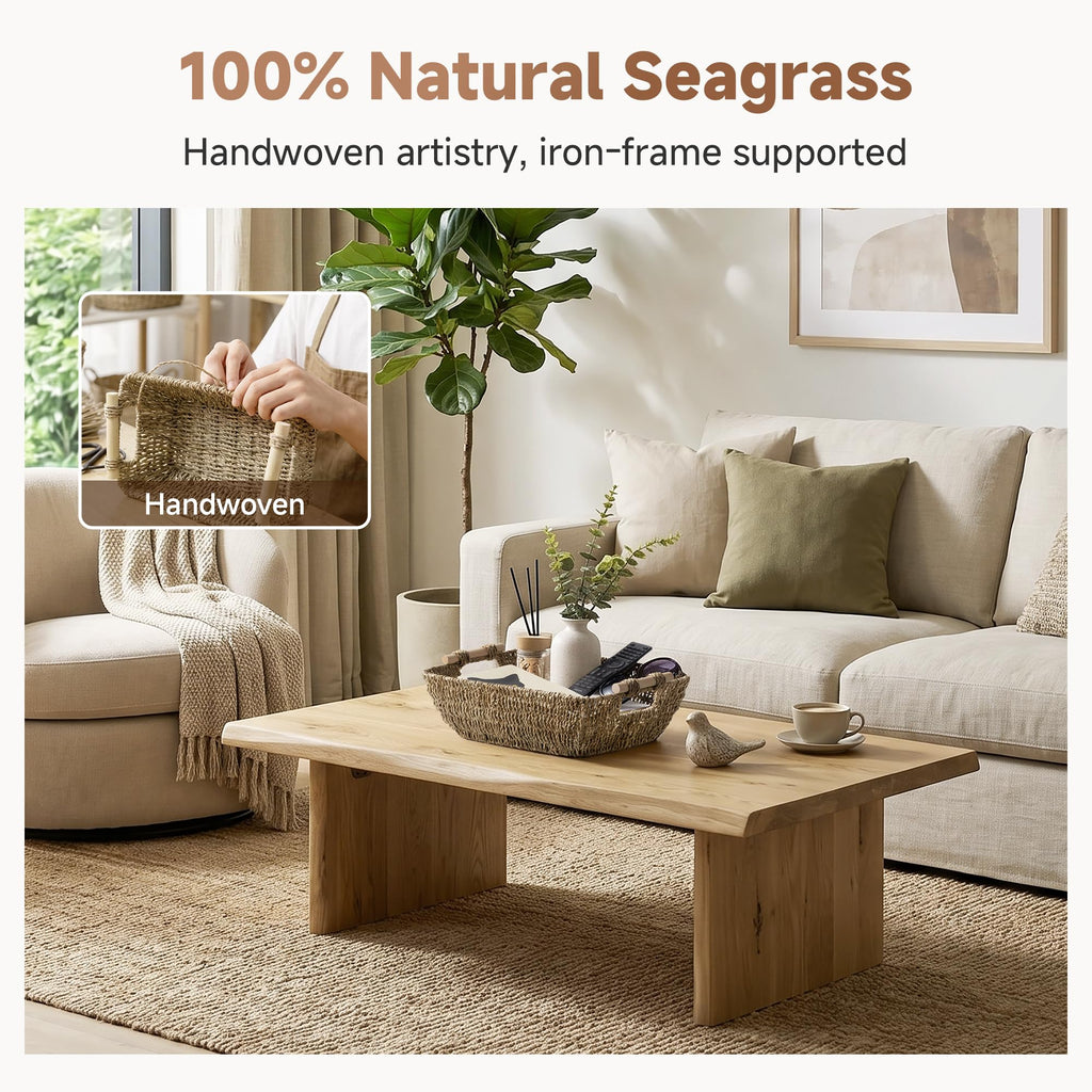 Wicker Baskets for Shelves, Seagrass Storage Baskets, 2 Pack