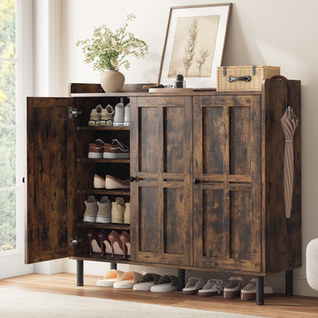 Shoe Cabinet with 3 Doors, Shoe Rack, Rustic Brown